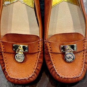 Michael Kors Hamilton; brown shoes worth gold hardware; gently worn; size 10